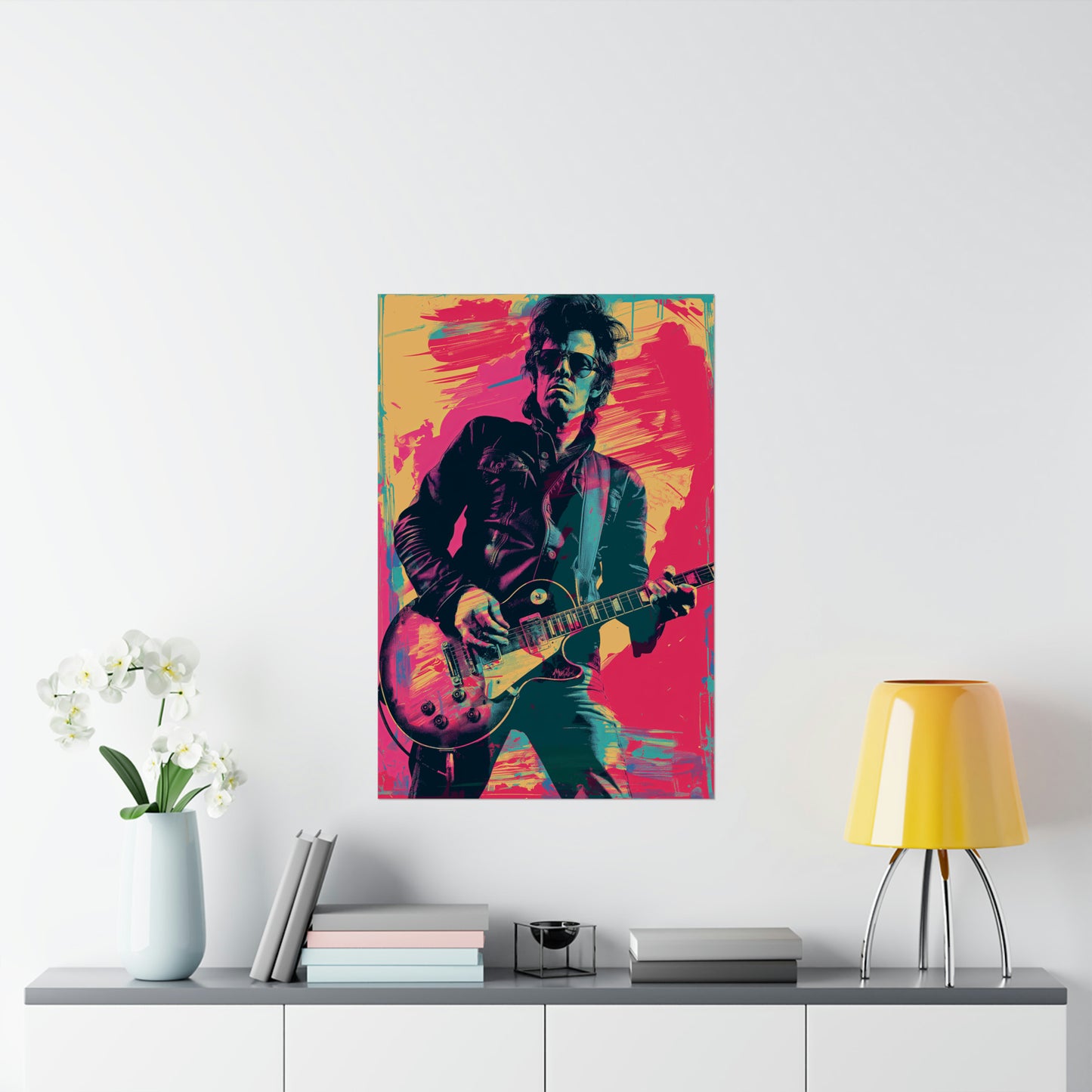 Artistic Rock and Roll Guitar Player
