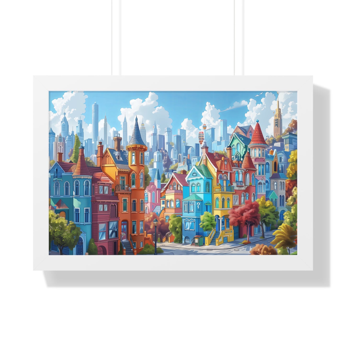 Cityscape Caricature - Framed Horizontal Poster