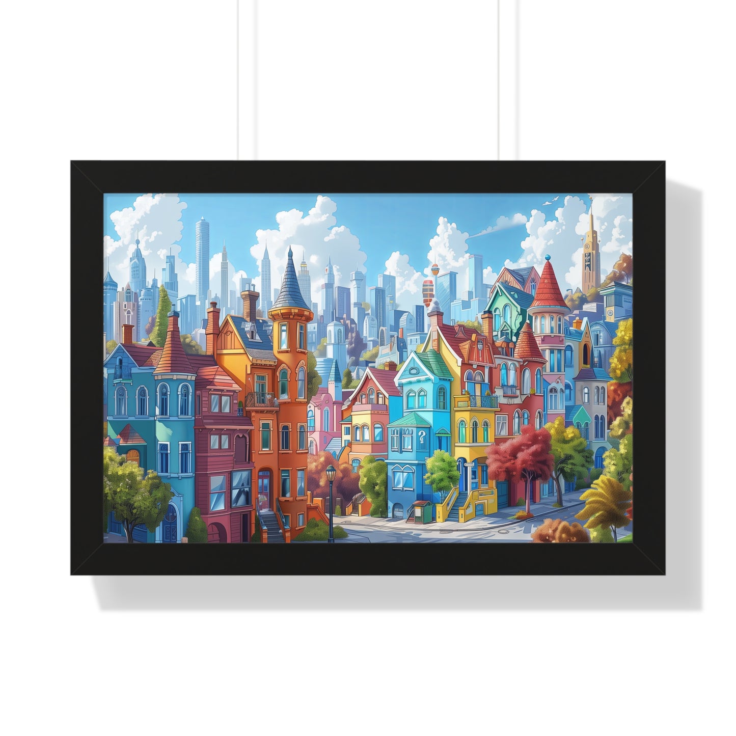 Cityscape Caricature - Framed Horizontal Poster