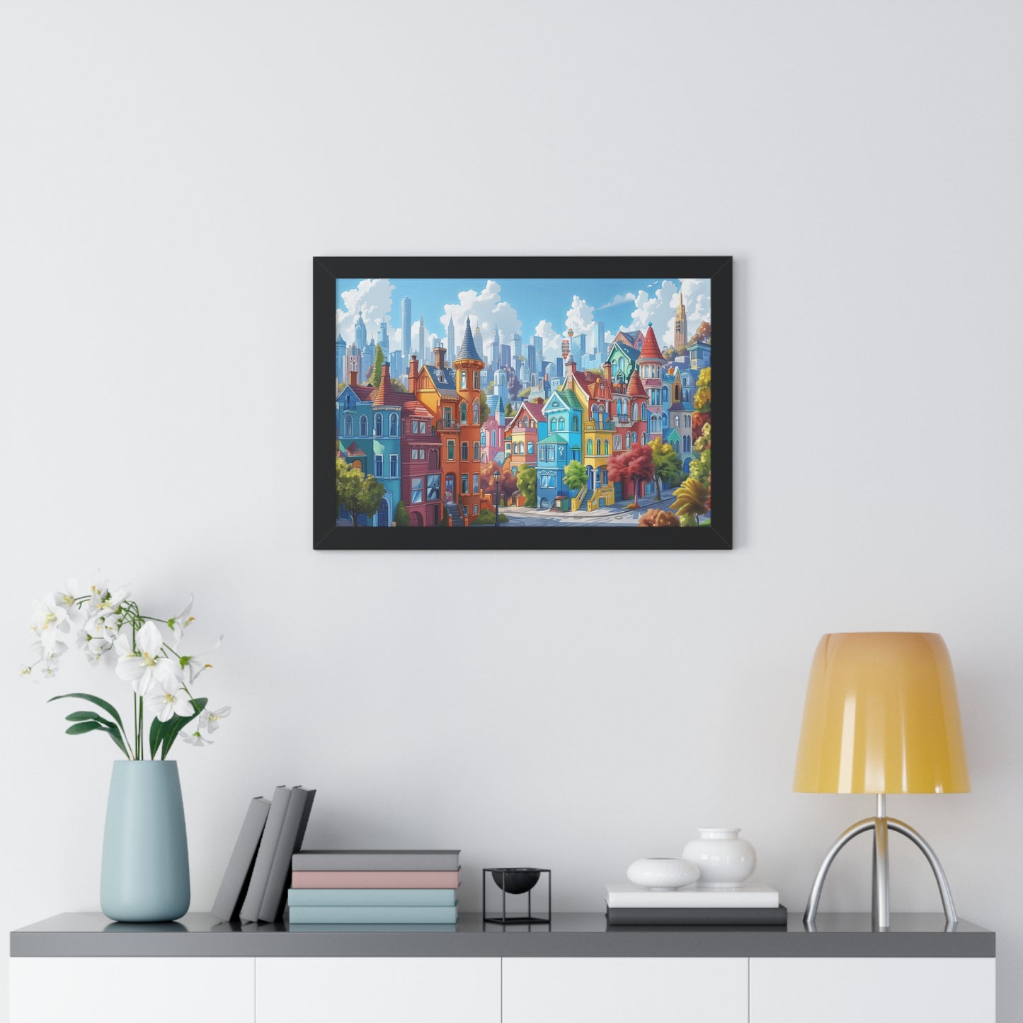 Cityscape Caricature - Framed Horizontal Poster