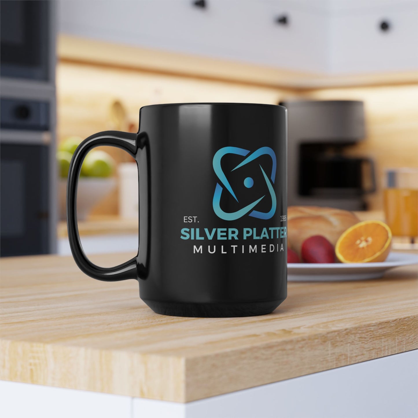 Silver Platter Multimedia Black Mug (15oz)